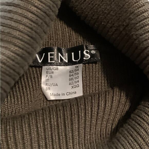 Venus Sweater Dress Turtleneck Long Sleeve Olive Green Size 1X - Picture 6 of 9